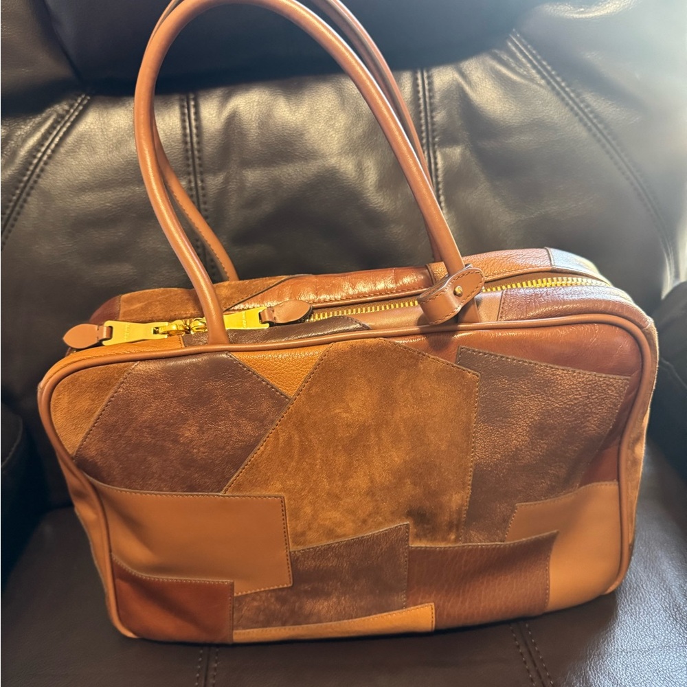 Miu Miu Brown Leather Patchwork Men's Bag - Picture 4 of 17